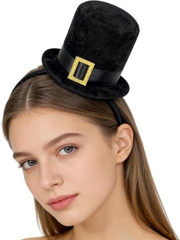 Black Mini Top Hat Headband for Women Tea Party Fascinator Headpiece 1920s Victorian Hat Headband Party Halloween Cosplay Costume in Saudi Arabia