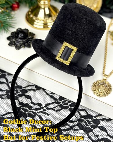 Black Mini Top Hat Headband for Women Tea Party Fascinator Headpiece 1920s Victorian Hat Headband Party Halloween Cosplay Costume in Saudi Arabia