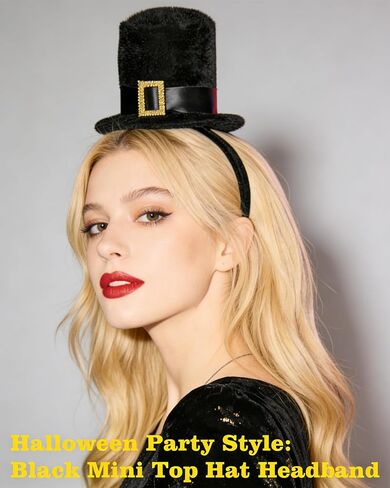 Black Mini Top Hat Headband for Women Tea Party Fascinator Headpiece 1920s Victorian Hat Headband Party Halloween Cosplay Costume in Saudi Arabia