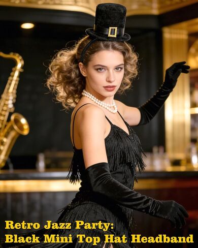 Black Mini Top Hat Headband for Women Tea Party Fascinator Headpiece 1920s Victorian Hat Headband Party Halloween Cosplay Costume in Saudi Arabia