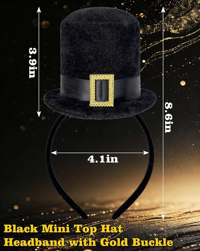 Black Mini Top Hat Headband for Women Tea Party Fascinator Headpiece 1920s Victorian Hat Headband Party Halloween Cosplay Costume in Saudi Arabia