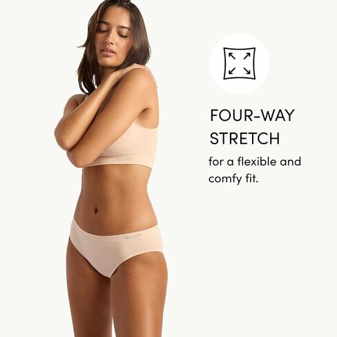 Boody - Hipster Bikini -Women’s Underwear -Low Rise, Cheeky Cut, Moderate Coverage - Flat-Ribbed Waistband -Bamboo Viscose - Shell, X-Large in Saudi Arabia
