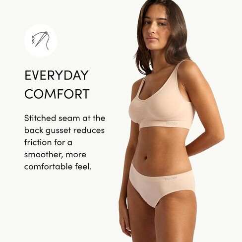 Boody - Hipster Bikini -Women’s Underwear -Low Rise, Cheeky Cut, Moderate Coverage - Flat-Ribbed Waistband -Bamboo Viscose - Shell, X-Large in Saudi Arabia