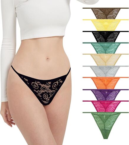 Lace G-String Thongs for Women Seamless Sexy Cotton Underwear Low Rise Stretch Breathable Ladies Panties 10 Pack in Saudi Arabia