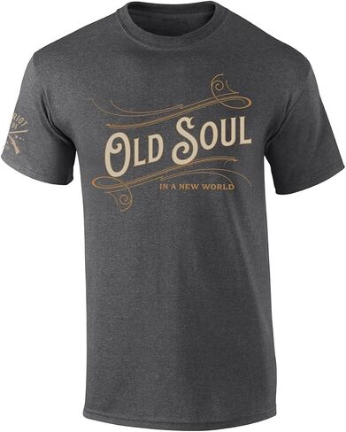 Trenz Shirt Company Old Soul in a New World Whispy Design Short Sleeve Graphic Tee in Kuwait