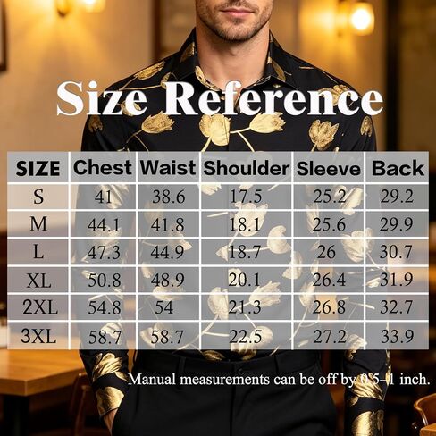Barry.Wang Mens Shiny Metallic Foil Tulip Print Dress Shirt Long Sleeve Black Button Down Party Disco Wedding Prom Date in Kuwait