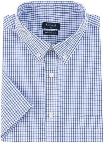 Mens Big and Tall Short Sleeve Wrinkle Free Dress Shirt Button Down Business Casual Shirt in Saudi Arabia