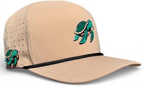 Logie Joe's Salty Turtle Golf Hat | Snapback Cap | Built-in Magnetic Ball Marker Holder + Marker Included | Adjustable | One Size | Sea Turtle Beige in Saudi Arabia