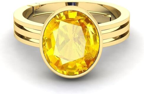 7.00 Carat Certified AA+ Quality Natural Yellow Sapphire Pukhraj Gemstone Ring Gold Platedfor Men and Women's in Saudi Arabia