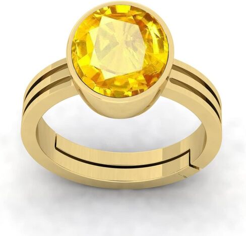 7.00 Carat Certified AA+ Quality Natural Yellow Sapphire Pukhraj Gemstone Ring Gold Platedfor Men and Women's in Saudi Arabia