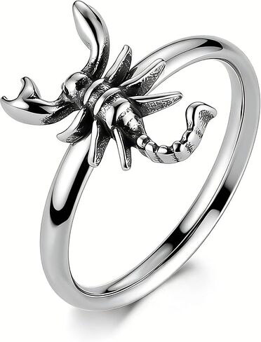 HZMAN Gothic Scorpion Ring for Men Women, Stainless Steel Vintage Punk Band Ring, Non-Adjustable Size 6-10, Statement Pinky Ring for Daily Wear in Kuwait