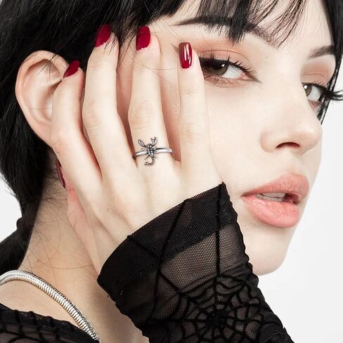 HZMAN Gothic Scorpion Ring for Men Women, Stainless Steel Vintage Punk Band Ring, Non-Adjustable Size 6-10, Statement Pinky Ring for Daily Wear in Kuwait