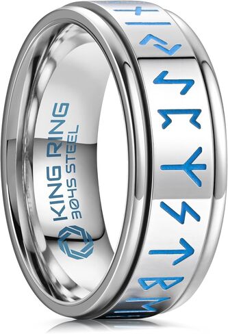 King Ring 8mm Viking Spinner Rings – Ultra Polished Fidget Rings for Men & Women – Designed in USA in Saudi Arabia