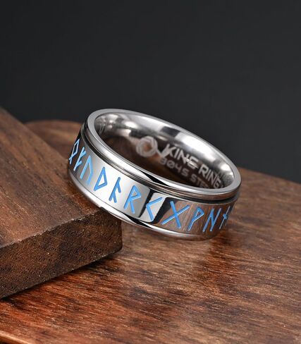 King Ring 8mm Viking Spinner Rings – Ultra Polished Fidget Rings for Men & Women – Designed in USA in Saudi Arabia