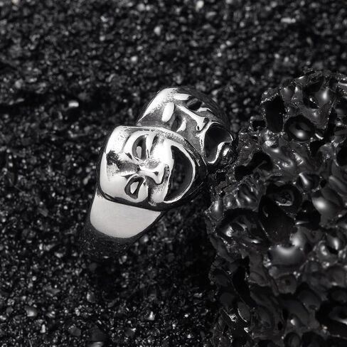 Laugh and Cry Rings for Men Women Stainless Steel Gothic Punk Goth Ring Jewelry Unisex Statement Cosplay Rings Size 7/8/9/10/11/12/13 in Saudi Arabia