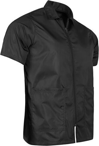 Old School Black Shot Sleeved Barber Jacket Smock, Professional Barber Men Jacket Hair Repellent, Lightweight and Breathable in Saudi Arabia