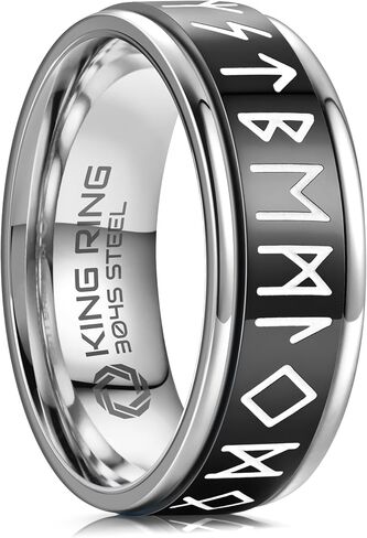King Ring 8mm Viking Spinner Rings – Ultra Polished Fidget Rings for Men & Women – Designed in USA in Saudi Arabia