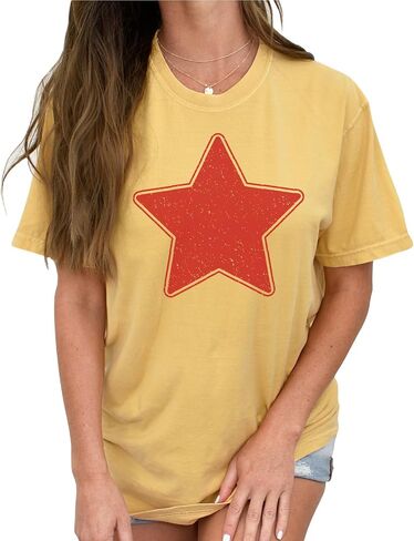 Red Star Shirt Five Point Classic Star T-Shirt Casual Women Shirt in Saudi Arabia