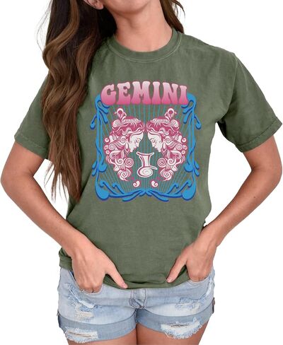 Gemini Shirt Astrology Horoscope Zodiac Celestial T-Shirt Casual Women Shirt in Saudi Arabia