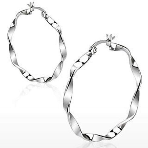 New Silver Hugs and Kisses I Love You Necklace Bracelet Earring Set 18 inches Stainless Steel Stampato Set X and O with 38mm Twisty Hoops in Saudi Arabia