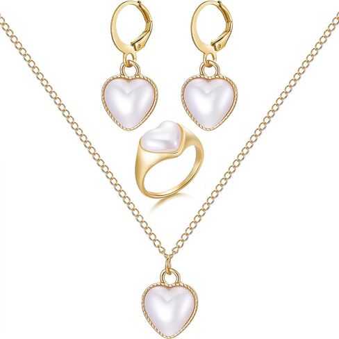IFKM Gold Plated Jewelry Sets For Women Choker Necklace Dangle Earrings Ring Set For Prom Valentine Anniversary Birthday Friendship Gifts in Saudi Arabia