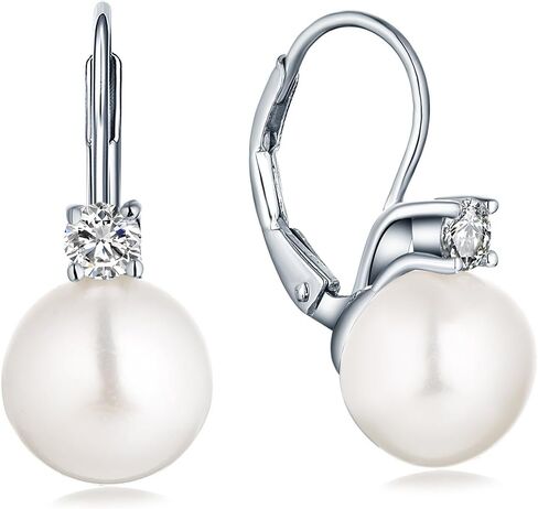 JO WISDOM White Pearl Jewelry Sets 925 Sterling Silver 8mm White Freshwater Pearl Earrings Necklace Set in Kuwait