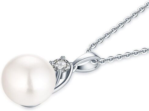JO WISDOM White Pearl Jewelry Sets 925 Sterling Silver 8mm White Freshwater Pearl Earrings Necklace Set in Kuwait