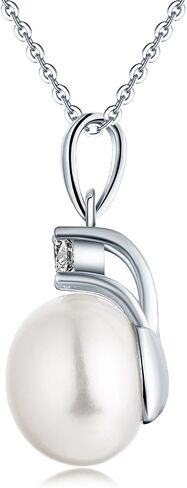 JO WISDOM White Pearl Jewelry Sets 925 Sterling Silver 8mm White Freshwater Pearl Earrings Necklace Set in Kuwait