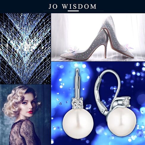 JO WISDOM White Pearl Jewelry Sets 925 Sterling Silver 8mm White Freshwater Pearl Earrings Necklace Set in Kuwait