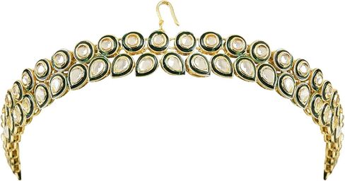 I Jewels Gold Plated India Wedding Bollywood Meenakari Kundan Handcrafted Rajasthani Sheeshphool Matha Patti Sheeshpatti For Women (T2113G) in Kuwait