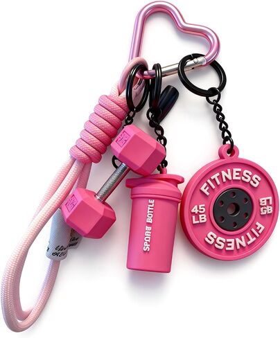 Gym Keychain, Gym Bag Accessories, With Durable Design, Stylish Pink Gym Accessories for Women and Men, Fitness Enthusiasts Bag Decoration in Saudi Arabia
