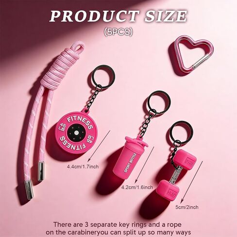 Gym Keychain, Gym Bag Accessories, With Durable Design, Stylish Pink Gym Accessories for Women and Men, Fitness Enthusiasts Bag Decoration in Saudi Arabia