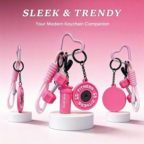 Gym Keychain, Gym Bag Accessories, With Durable Design, Stylish Pink Gym Accessories for Women and Men, Fitness Enthusiasts Bag Decoration in Saudi Arabia