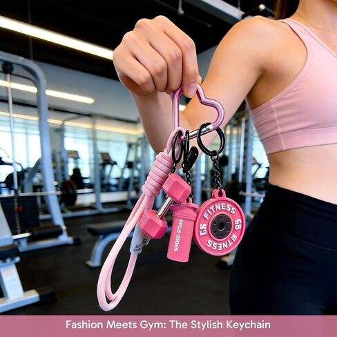 Gym Keychain, Gym Bag Accessories, With Durable Design, Stylish Pink Gym Accessories for Women and Men, Fitness Enthusiasts Bag Decoration in Saudi Arabia