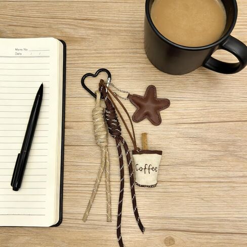 Coffee Cup Bag Charms,With Star Knots Handbags Car Keys Soft Accessories,Birthday Gifts For Bestie,Coworker & Coffee Lovers in Kuwait
