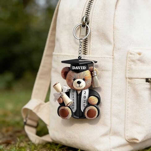 Personalized Graduation Bear Acrylic Keychain,Custom Name Class Year Gift for Graduate Class of 2026 in Kuwait