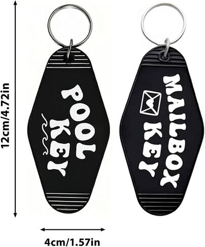 Mailbox Keychain and Pool Key Tag, 2 Pack Black Plastic Motel Accessories, Vintage Holder for New Home Gifts in Saudi Arabia