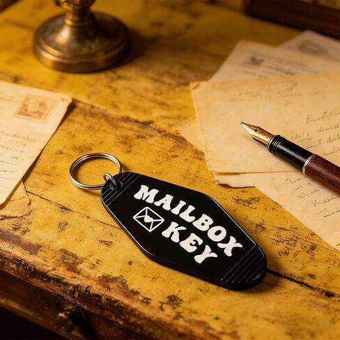 Mailbox Keychain and Pool Key Tag, 2 Pack Black Plastic Motel Accessories, Vintage Holder for New Home Gifts in Saudi Arabia