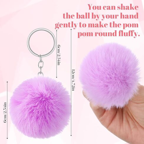 10 Pcs Pom Pom Keychain Rabbit Faux Fur Ball Keychain, Synthetic Artificial Fluffy Colorful Soft Plush Pompoms Car Key Ring Puff Ball with Keychains Hooks in Kuwait