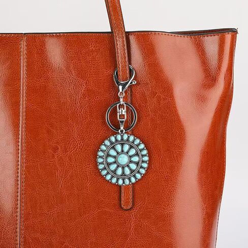 Vintage Turquoise Keychain - Boho Style Bag Charm, Retro Blue Green Stone Pendant Accessory in Saudi Arabia