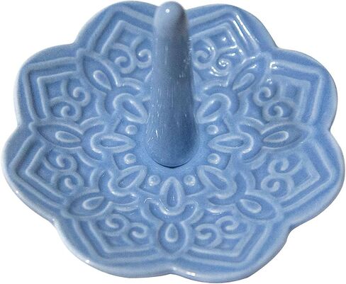 Ceramic Blue Mandala Ring Holder Decorative Jewelry Holder/Trinket Tray Engagement Christmas Wedding Birthday Gifts for Women in Saudi Arabia