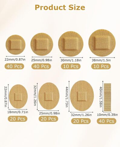 200 Pcs Small Round Bandaids, Tiny Circle Oval & Spot & Dot Bandages for Face Flexible Fabric Adhesive for Nose Hands & Delicate Wounds (8 Sizes) in Saudi Arabia