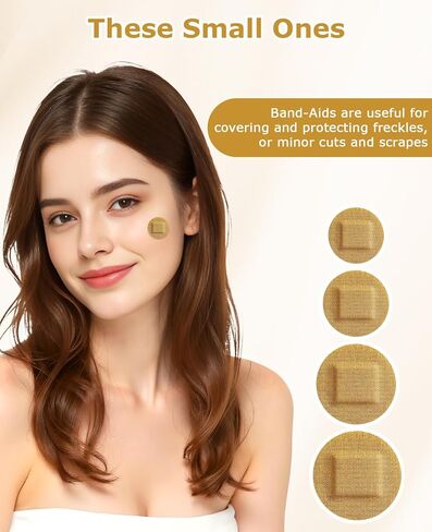200 Pcs Small Round Bandaids, Tiny Circle Oval & Spot & Dot Bandages for Face Flexible Fabric Adhesive for Nose Hands & Delicate Wounds (8 Sizes) in Saudi Arabia