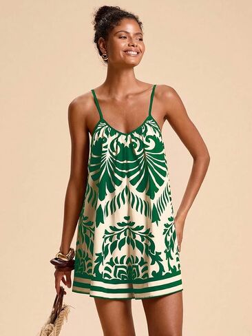 Women's Casual Romper Spaghetti Strap Sleeveless Loose Short Jumpsuit Summer Vacation Beach Outfits in Kuwait