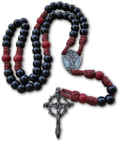 Rugged Rosaries Catholic Spiritual Paracord Rosary with Shield Medal - Handmade in the USA in Saudi Arabia