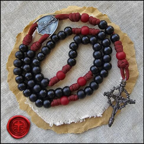 Rugged Rosaries Catholic Spiritual Paracord Rosary with Shield Medal - Handmade in the USA in Saudi Arabia
