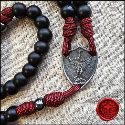 Rugged Rosaries Catholic Spiritual Paracord Rosary with Shield Medal - Handmade in the USA in Saudi Arabia