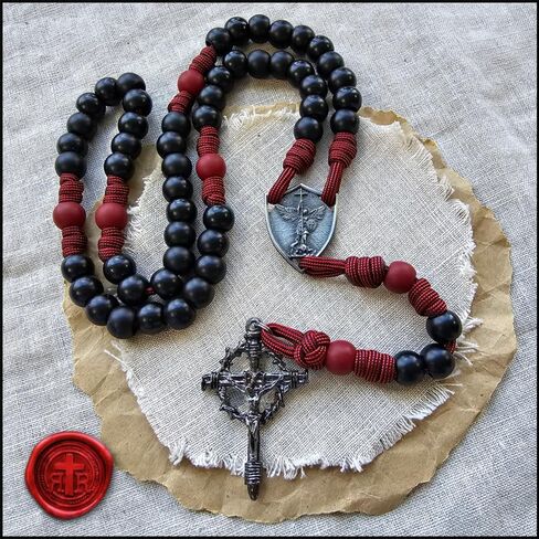 Rugged Rosaries Catholic Spiritual Paracord Rosary with Shield Medal - Handmade in the USA in Saudi Arabia