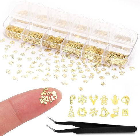 Naler 1200 PCS Tiny Christmas Ornaments for Crafts - 0.2 Inch Metal Embellishments for DIY Crafts, Scrapbooking, Nail Art Accessories, Decorations & Card Making Supplies in Kuwait