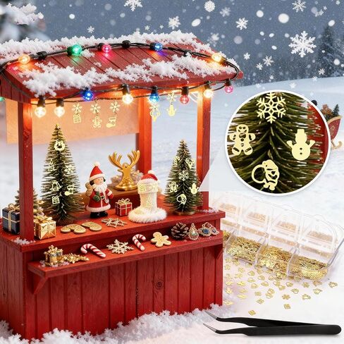 Naler 1200 PCS Tiny Christmas Ornaments for Crafts - 0.2 Inch Metal Embellishments for DIY Crafts, Scrapbooking, Nail Art Accessories, Decorations & Card Making Supplies in Kuwait